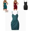 Women Casual Sexy Suspenders V Collar Color Dress With Slim Sheath Silhouette