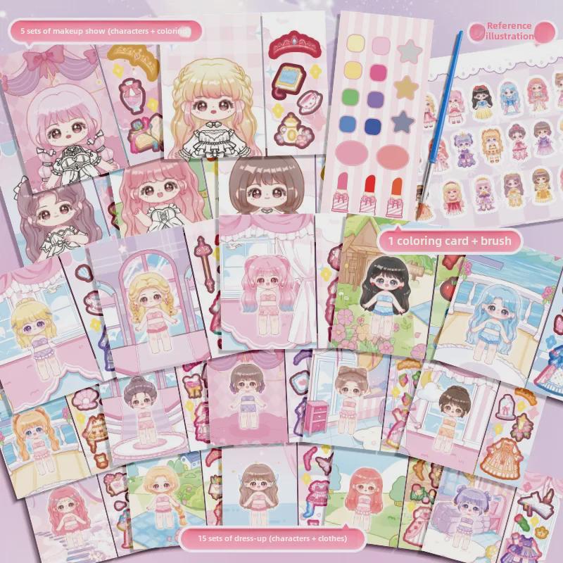 Prinzessinnen-Ankleideaufkleber und Schminkbuch für Mädchen im Alter von 3–6 Jahren