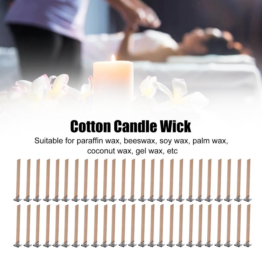 50pcs Wooden Candle Wicks 3.9 X 0.5 Inch Professional Home DIY Candle Wicks for Candle Making