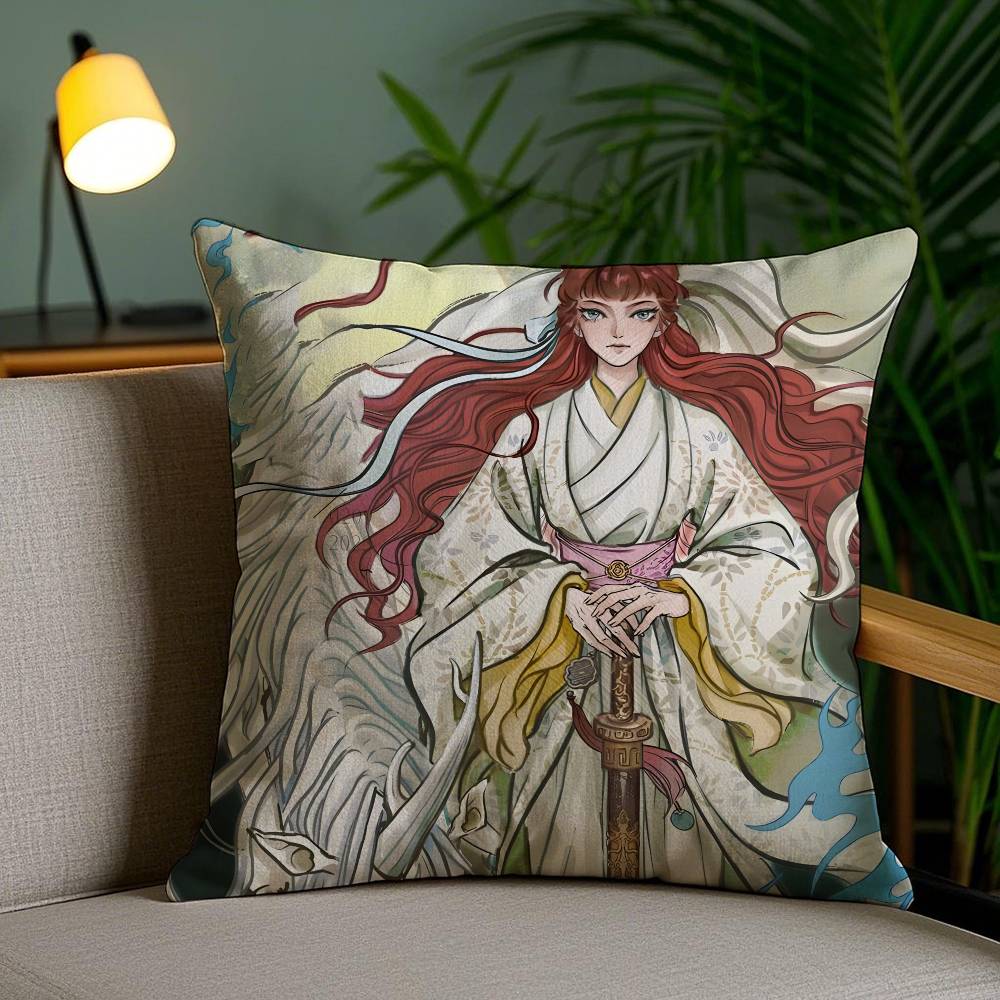 

Cool Comics The Twelve Kingdoms-K Pillow Case Anti-dustmite Pillowcase Invisible zipper silky short plush Sofa cushion cover 12x12Inch