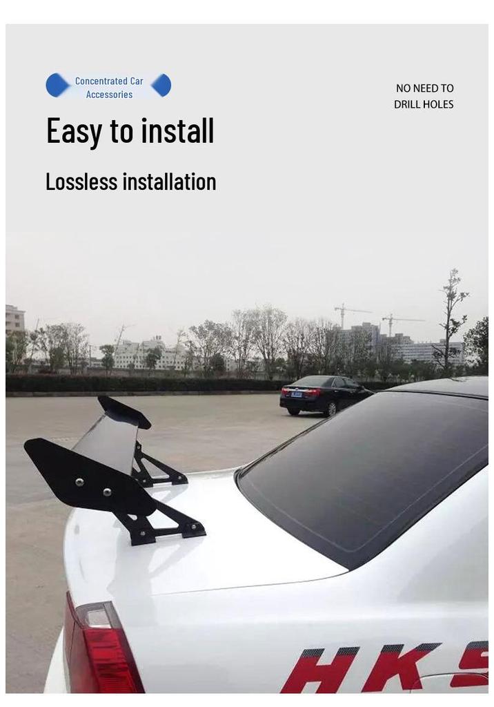 Universal No-Drill Black Aluminum Rear Spoiler for Sedans