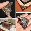 8Pcs Furniture Fittings Antique Corner Bracket Jewelry Gift Box Wood Case Decorative Feet Leg Corner Decorative Protector +Nails