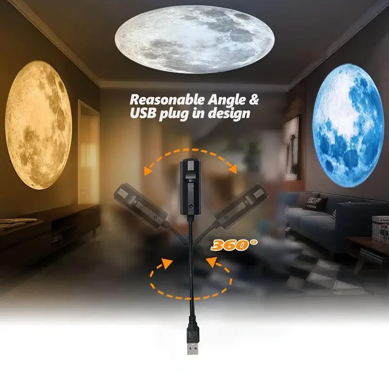 USB Ceiling Moon Earth Projection Atmosphere Light Starry Sky Lamp Night Light Romantic Bedroom Decoration Galaxy Projector