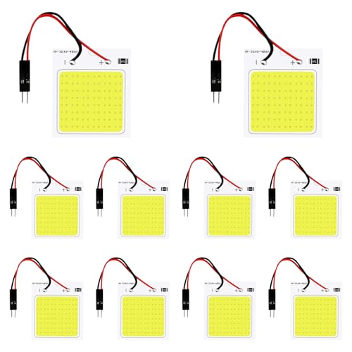 

ALOPEE 10 Pack White 300 Room COB 48-SMD DC LED Light for Car 48SMD