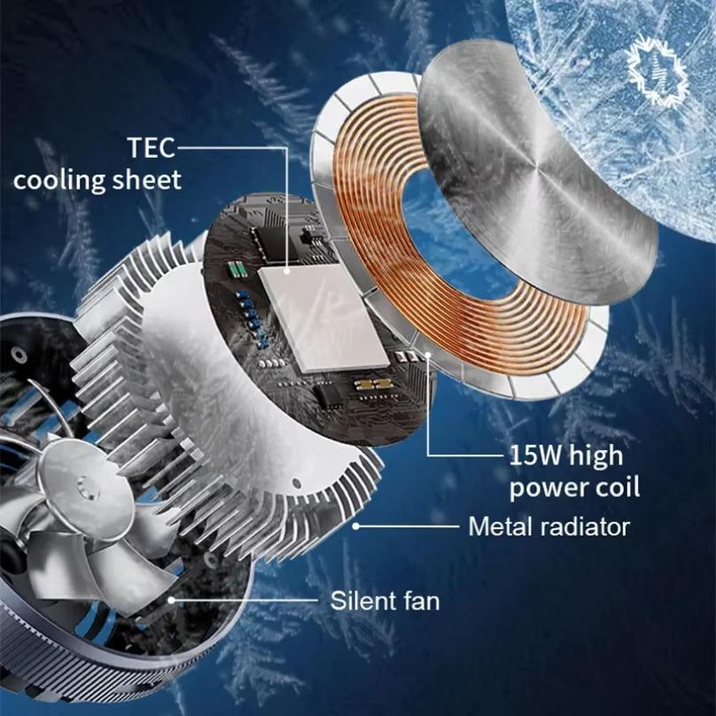 Wireless Ice Cooling Magnetic Car Charger For MagSafe iPhone 16 15 14 13 12 Pro Max Night Light Car Phone Holder Fast Charging