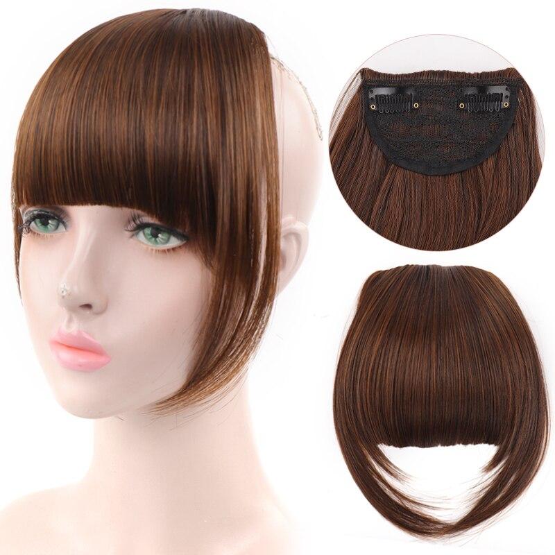 Synthetic Women's Hair Short Straight Blunt Bangs Natural Fake False Hair Clip In Hairpieces For Black Heat Resistant Fiber KTB
