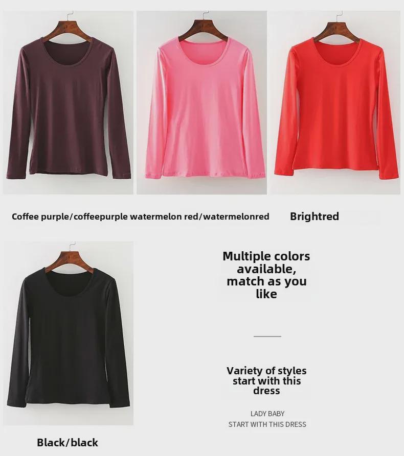 Women's Pure Cotton Long-Sleeve Thermal Sweater - Round Neck, Autumn/Winter Warm Top