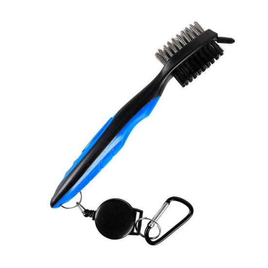 Portable Double Side Golf Club Cleaning Brush with Retractable Line Carabiner