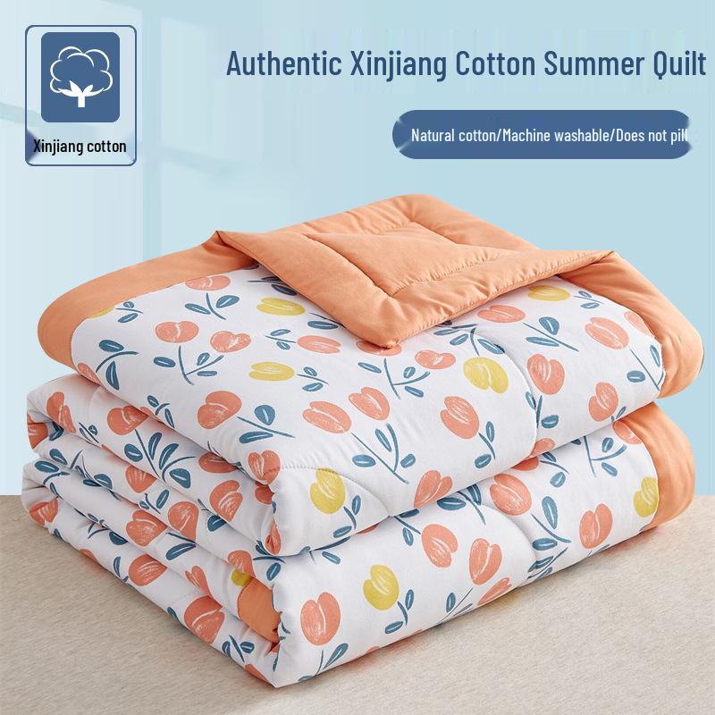Xinjiang Cotton Summer Air Conditioning Quilt, Machine Washable Thin Quilt for Dormitory, Ideal for Students