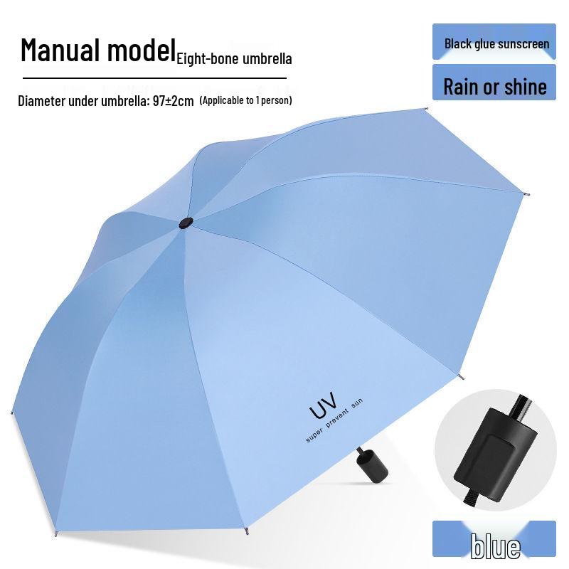 UV Black Glue Automatic Three-Fold Sun/Rain Dual-Use Umbrella with Logo Printing - Sun Protection & Rain Shield