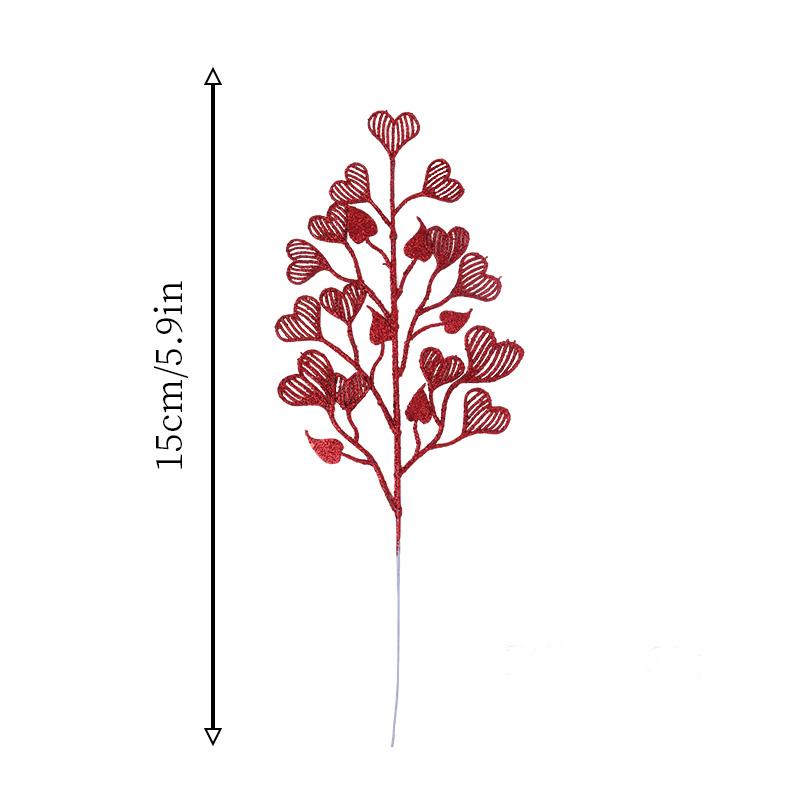 15CM Glitter Artificial Christmas Flowers Bouquet With Love Grass Leaves for Home Room Xmas Tree Decoration 2025 New Year Gift