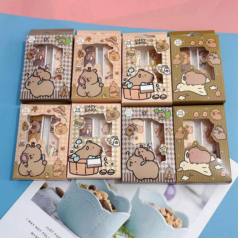 Cartoon Capybara Pflaster 10 Stück/Packung Wasserdicht Atmungsaktiv Wundpflege für Baby Kinder Schüler Niedliches Pflaster Baby Pflaster