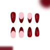 Burgundys Shimmers Press On Nail French Tip Floral Design Quickly Application Plastic Fake Nail For Weddings Parties Daily Use