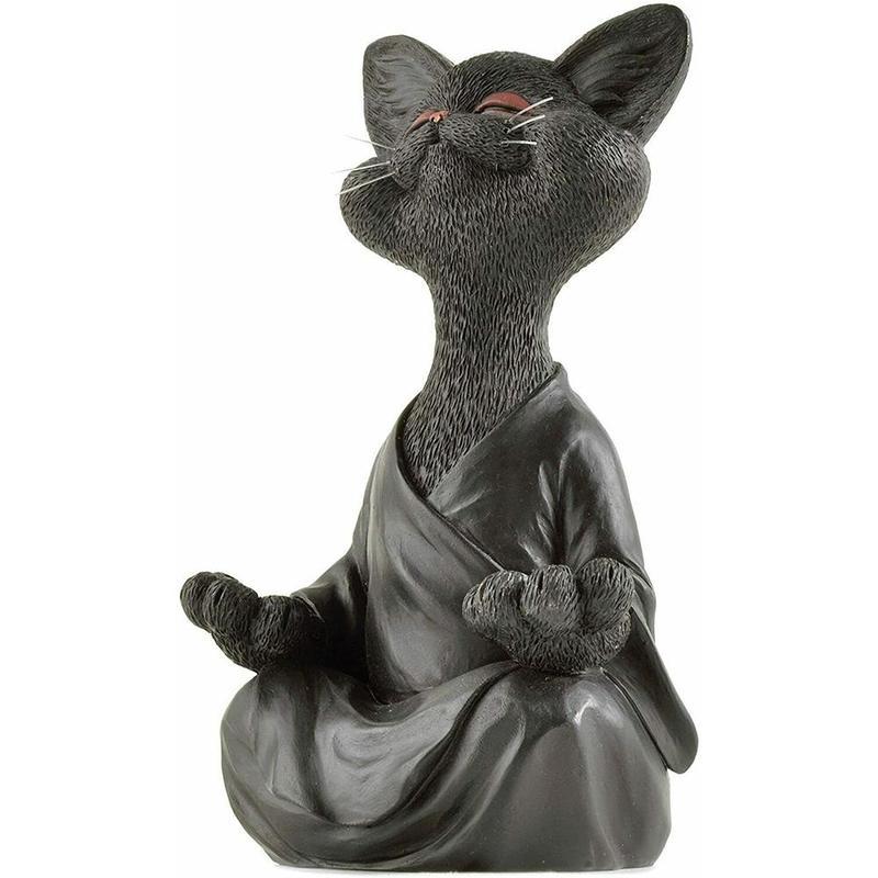 Kat Meditation Dyremeditation Kat Harpiks Ornamenter Siddende Zen Buddha Have Dekoration Ornamenter