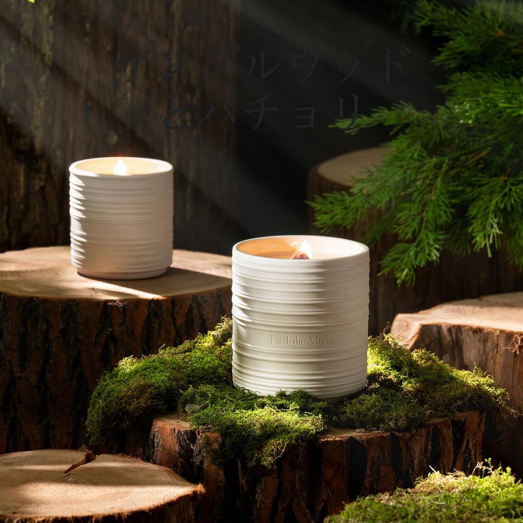 LA JOLIE MUSE Duftkerze Holzdocht Kyoto Weinrebe Moos Raumduft Natürliche Sojakerze Brenndauer 50 Stunden 227g Geschenk & Damen