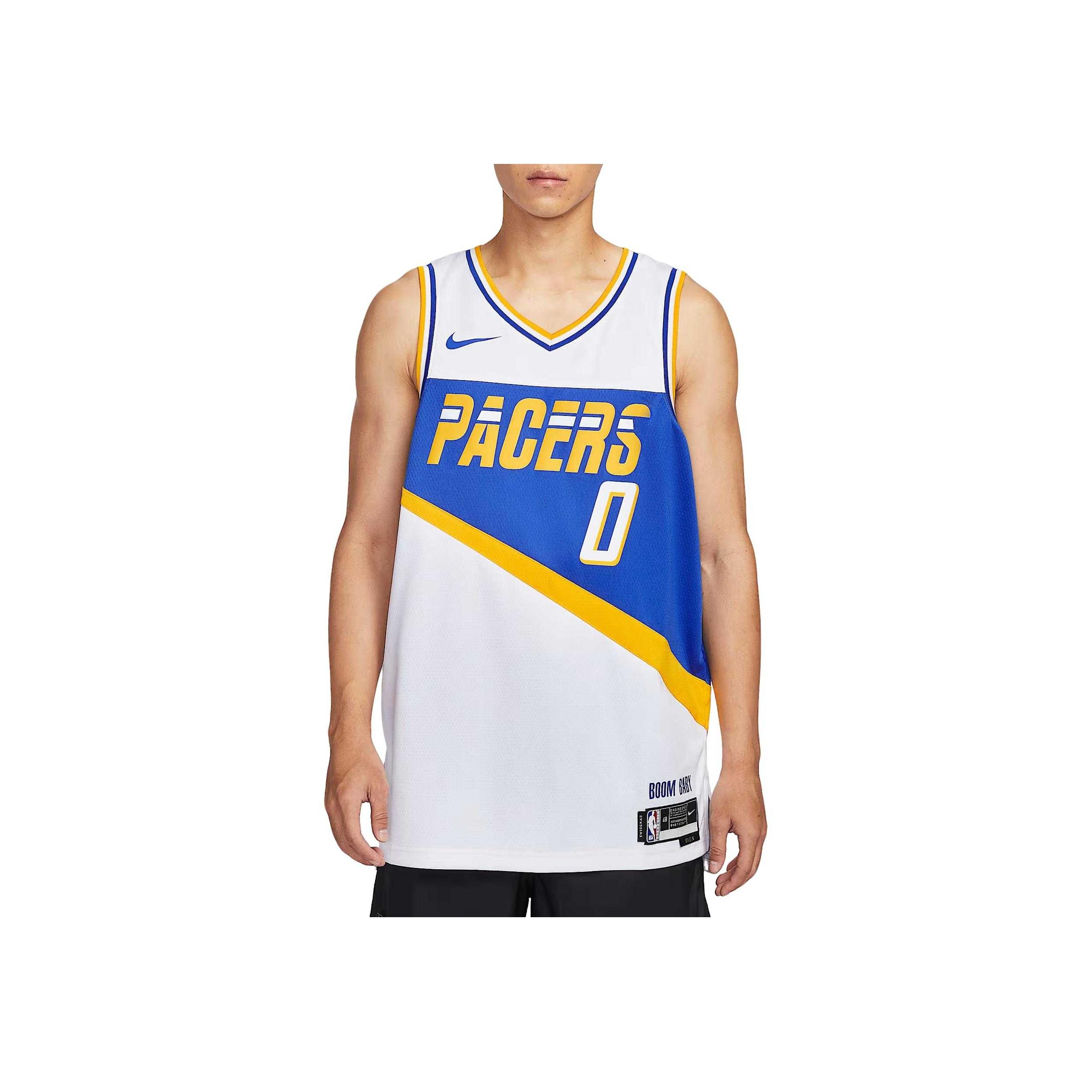 Nike NBA City Edition Indiana Pacers Тайриз Халибертон 0 Простая Удобная Повседневная Стильная Баскетбольная Майка Мужская майка HM5983-100 2XL