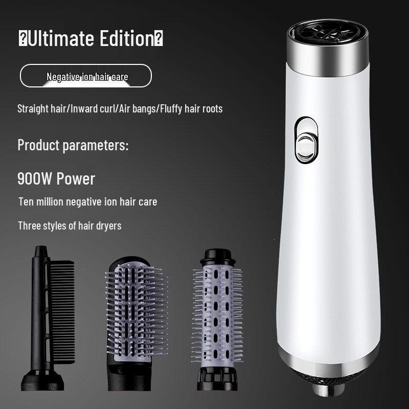 Negative Ion Hair Dryer Brush & Curling Iron for Straightening & Styling