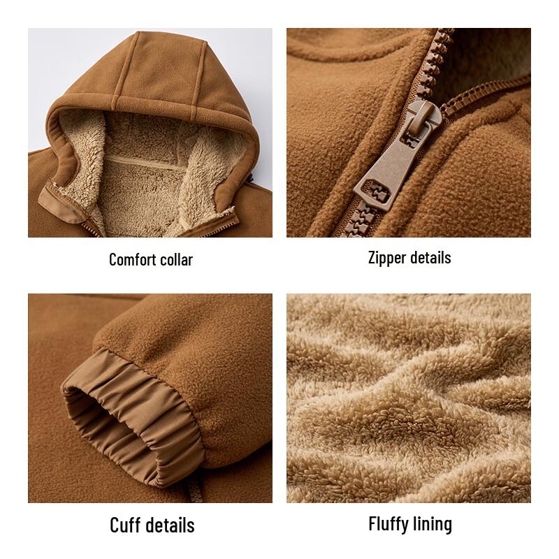 JEEP SPIRIT Men's Thickened Sherpa Fleece Hooded Jacket