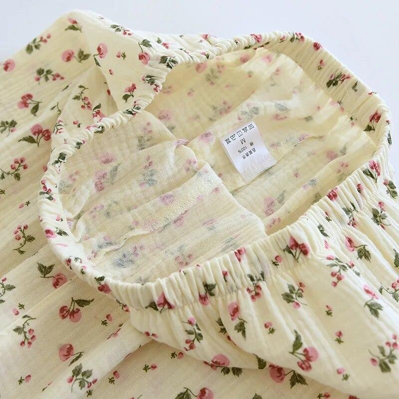 2026 Spring and Autumn Women's Pajama Set 100% Cotton Crepe Long Sleeved Pants Two Piece Cute and Sweet Home Fury Set Ladies