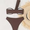 1011 New European and American Solid Color Bikini Split Swimsuit Women's Sexy Lace-up Bikini Swimsuit
