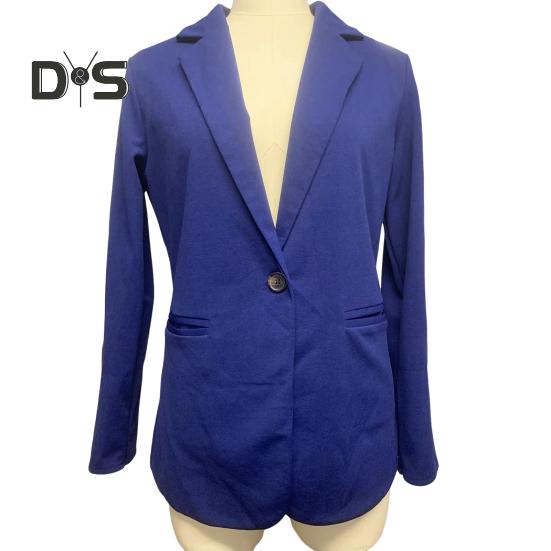 Women Suit Coat Lapel Roll-up Long Sleeve Solid Color Suit Jacket Single Button Loose Fit Spring Autumn Business Outerwear