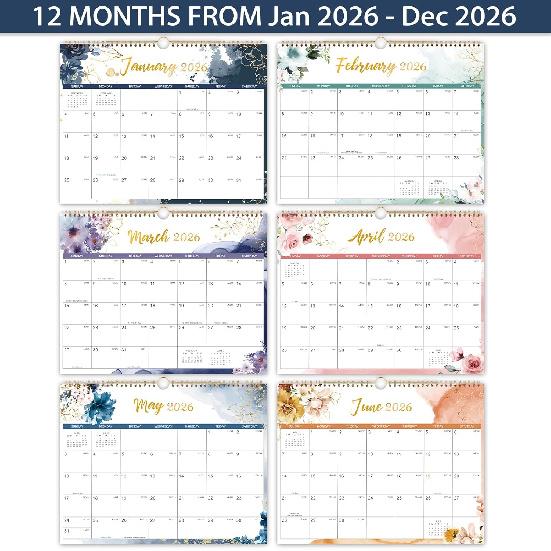 2026 Wall Calendar - 12 Months Calendar from Jan. 2026 - Dec. 2026, 14.8" X 11.6", Large Wall Calendar 2026 for Daily Organizing