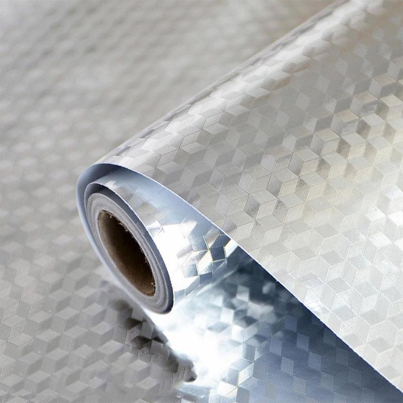 Aluminiumfolienpapier Küchenölbeständige Aufkleber Wasserdichter Gasherd-Schutz Selbstklebend Silbern für Küchen-Spezialzubehör