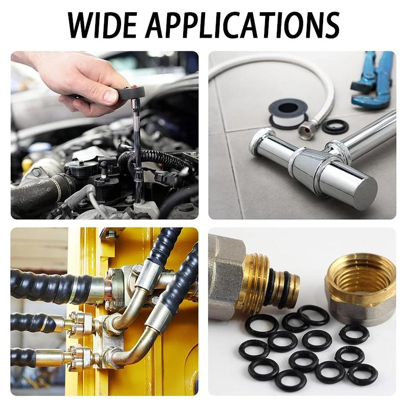 225pcs/740pcs/1200pcs Universal Rubber O-Ring Washer Combination Gasket O-Ring Repair Kit for Faucet Pipes Car Pipes