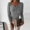 Womens Knitwear Long Sleeve V-neck Blouse Slim Solid Color Bottoming Knitted Top T-shirt Autumn Winter Pullover