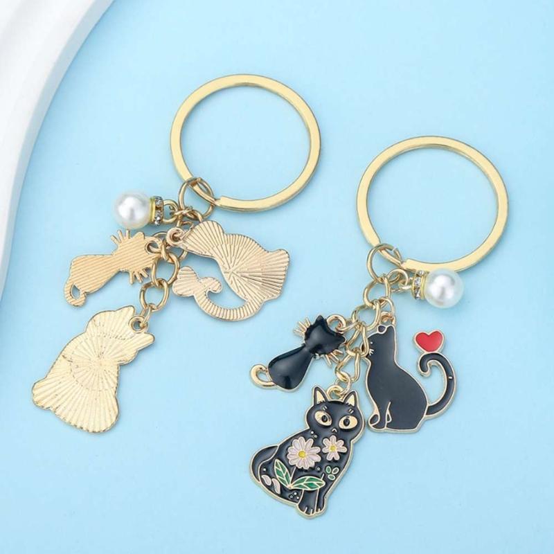 Cute Cats Pet Charm Keychain Chic Cats Figure Bag Hanging Decoration Charm Multipurpose Key Chain Adornment