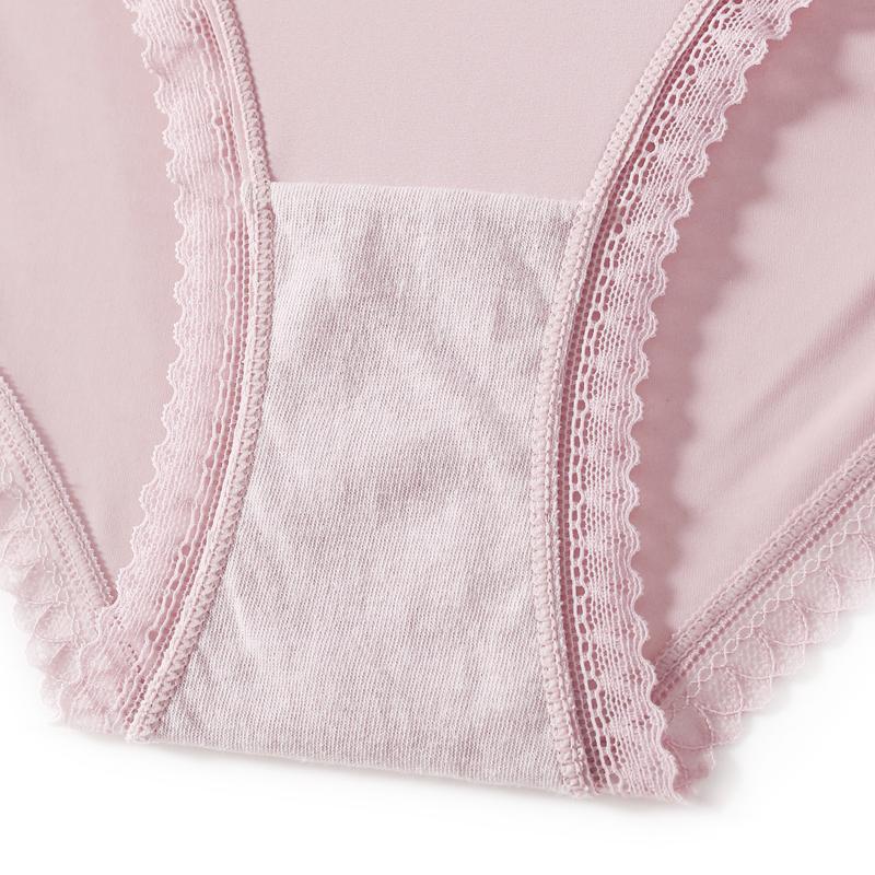TERMEZY Sexy Women Lace-edged Briefs Low-rise Seamless Comfortable Underpant Solid Color Soft Intimate Panties
