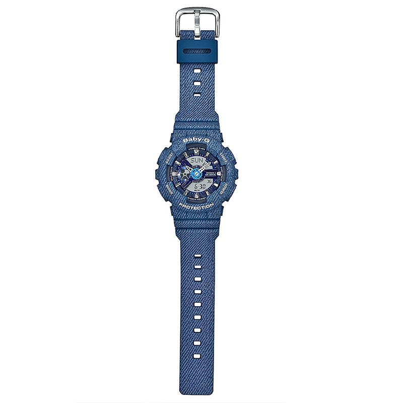Casio BABY-G Retro Denim Waterproof Sport Quartz Resin Strap Japanese and Korean Watch Women's Watch Blue Dial BA-110DC-2A2