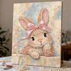 Cute Rabbit Pearl Art Canvas with Frame 3D Shiny Bead Painting Modern Room Decor Relaxing Handmade Craft Perfect Unique Gift Choice