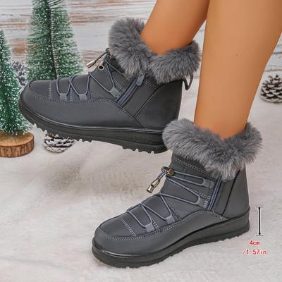 Waterproof Snow Boots Women  New Non Slip Faux Fur Winter Short Boots Zipper Plush Comfort Warm Ankle Boots Botas Para Mujer