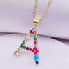 Colourful Crystal CZ 26 Capital Initial Letters Pendant Necklace For Women Gold Pendant Necklace Initial Jewelry