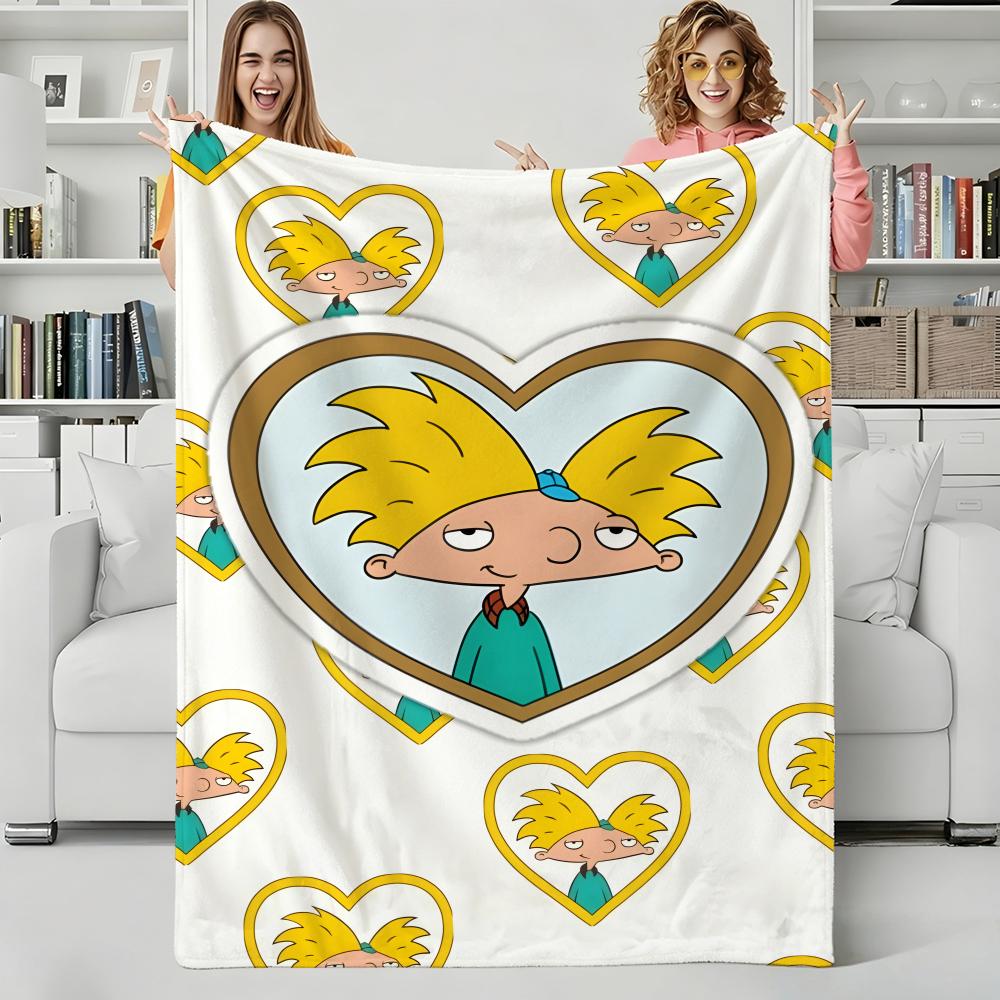 Cartoon H-Hey Arnoldss Throw Flannel Blanket Perfect for Sofa Office Bed Travel Sleep Read Relax Camping four season use