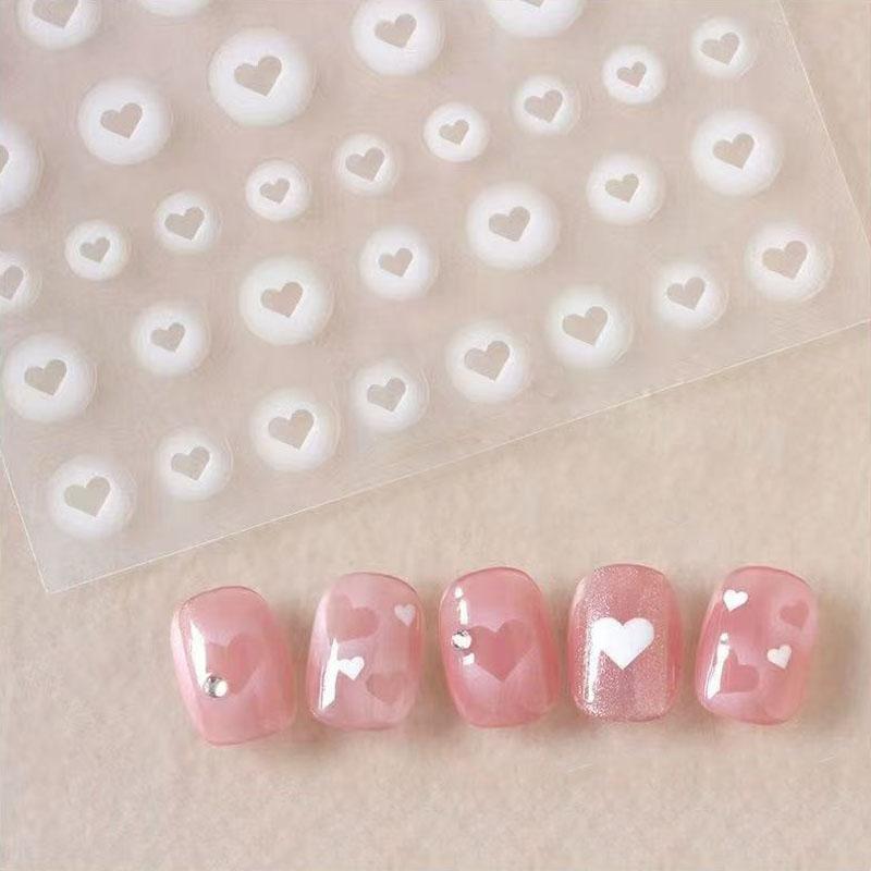 

White Bloom Hollow Translucent Butterfly Heart Nail Sticker Press on Nails Decals Hollow Heart Star Shape Sticker Sliders ZJT14