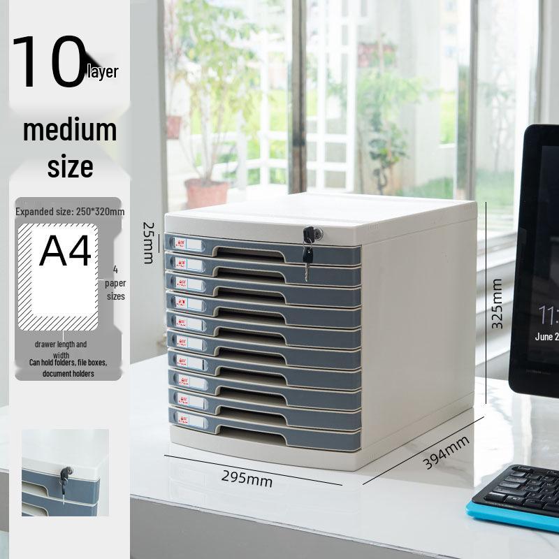 Abschließbarer mehrschichtiger A4-Desktop-Aktenschrank und Aufbewahrungsbox