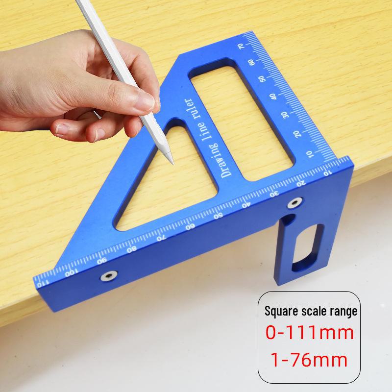 High-Precision Multifunctional Triangle Ruler, Thickened Square with 45° Angle, Stainless Steel & Aluminum Alloy for Woodworking & Decoration
