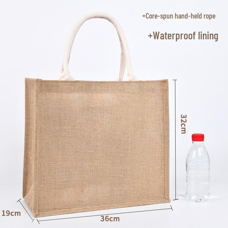 Custom DIY Hand-Painted Jute Burlap Tote Bag by MUJI
