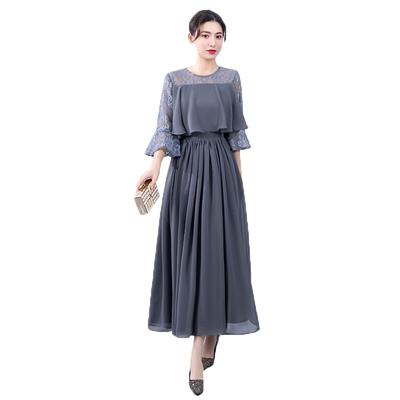 Hanmall Gray Wedding Party Midi Formal Long Formal Formal Occasion LON505 Dress, Dress, Lace, Length, Dress, Sleeves, Dress, Dress,