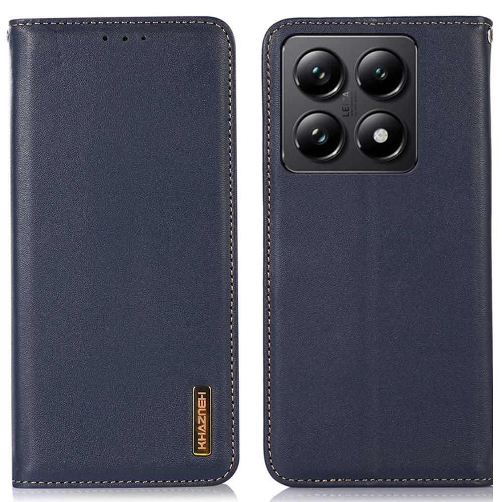 KHAZNEH For Xiaomi 14T Case Genuine Cow Leather Wallet Phone Cover Nappa Texture