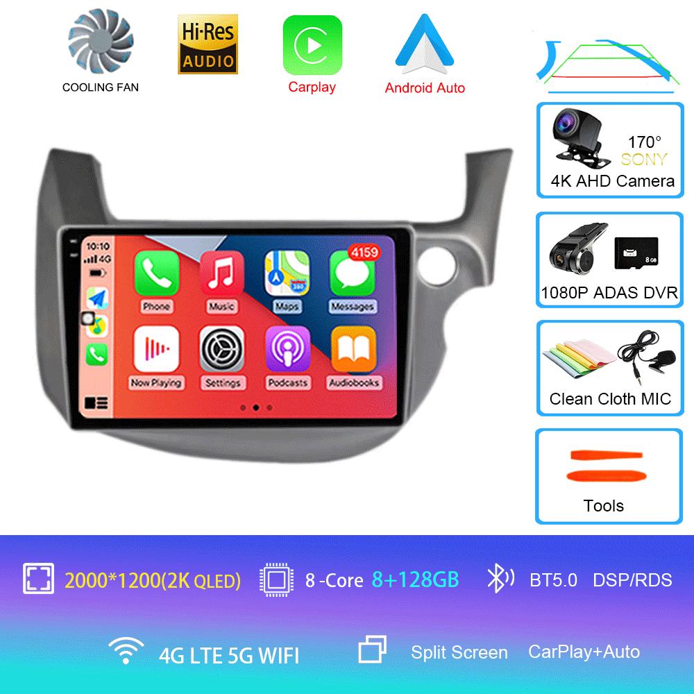 Car Radio Android 14 Carplay For HONDA FIT JAZZ 2007 - 2013 Navigation Multimedia Player Stereo 5gWiFi+4G BT DVD Head Unit Auto