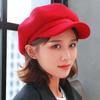 Solid Color British Berets Ear Protection Artist Hat Elegant Woolen Octagonal Hat  Girl