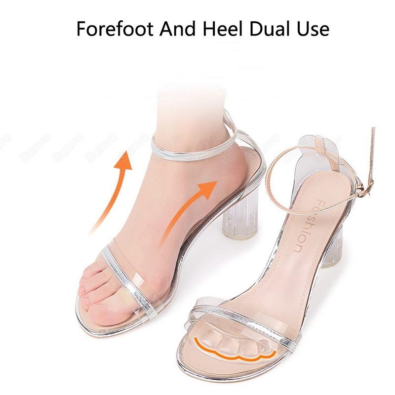 2 Pares de Almohadillas de Silicona para Zapatos de Mujer Inserciones Antideslizantes Autoadhesivas Plantillas de Gel para Metatarso y Talón para Tacones Sandalias Almohadilla Antideslizante para el Pie
