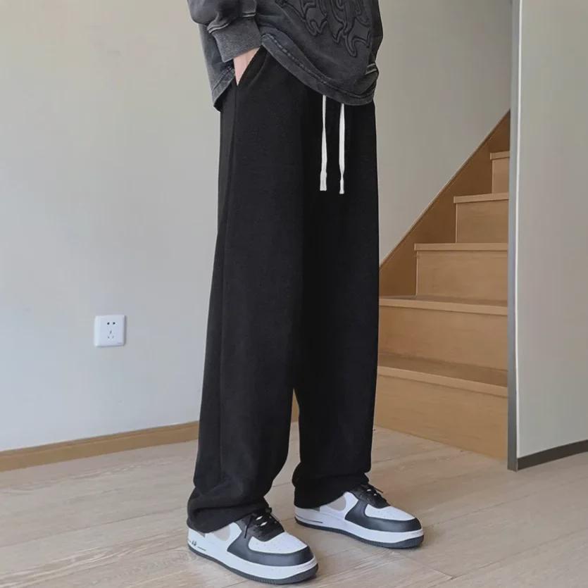 Chaolun Men's Corduroy Straight Casual Pants, New Autumn Plus Velvet, Loose Fit, Long Sports Pants