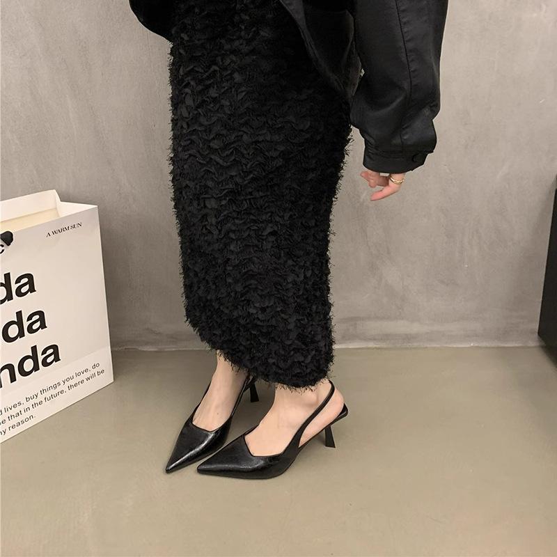 Fashion Hot Selling Women's Summer New Sexy Pointed Toe Simple Solid Color High Heels Leather Outdoor Casual Party Dress Women's Sandals
