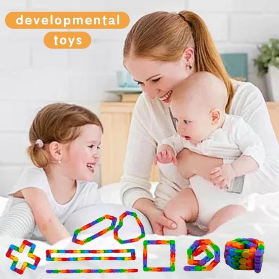 4Pcs Wacky Track Fidget Toy Stress Anxiety Relief Educational Rainbow Jointed Track Kids Teens Adults Sensory Toy Goodie Bag Stuffer Party Favors
