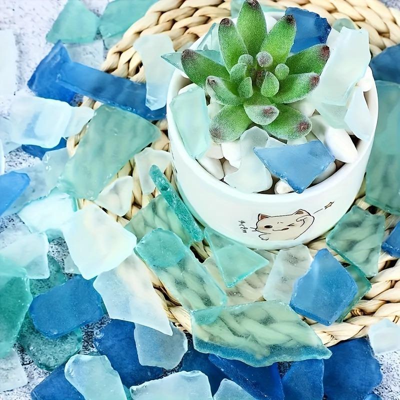 500g Crafts Decorations, Sea Color Glass Shards, Light Frosted Vase Inlaid Glass, Crushed Beach Wedding Party Decorations, Home Scenery Decoration