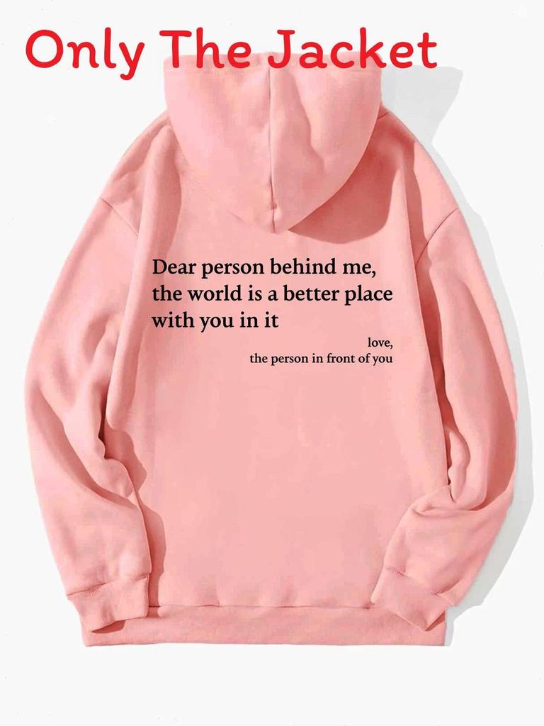 Womens Fleece Hoodie With Letter Print And Kangaroo Pocket For Casual Winter Wear